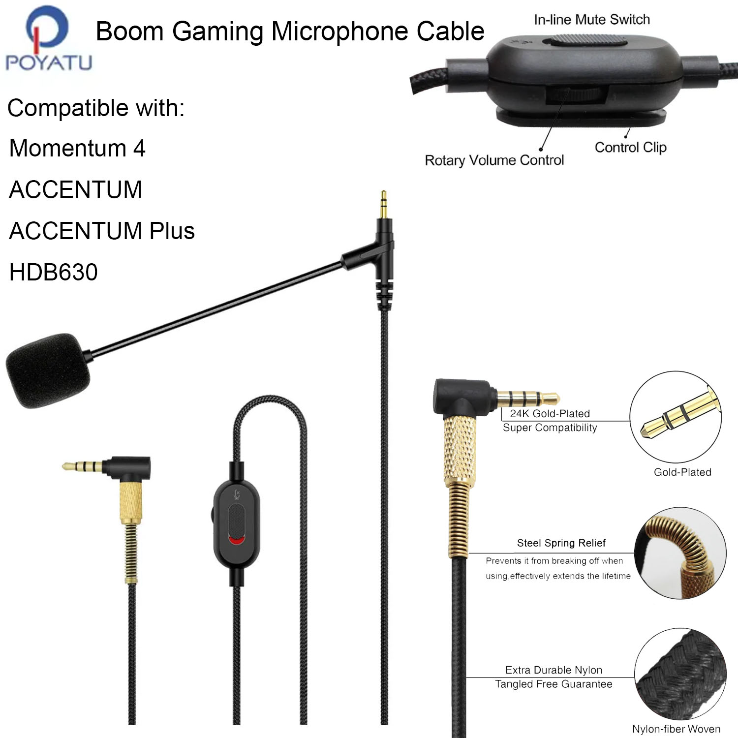 Sennheiser Headphone Momentum 4 - Cable de auriculares Boom Mic para